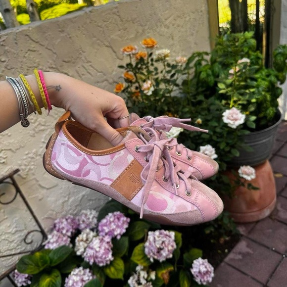 Y2K Pink Monogramed Coach Sneakers - Picture 1 of 7